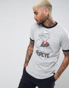 Pull & Bear T-shirt With Popeye Print In Gray - Gray