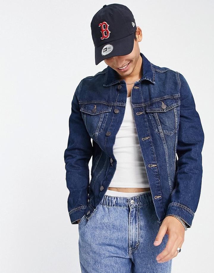 Jack & Jones Intelligence Denim Jacket In Mid Blue