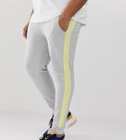 Asos Design Plus Skinny Sweatpants With Side Stripe In Gray - Gray