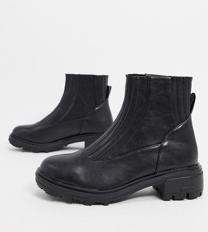 Raid Wide Fit Exclusive Prisla Chunky Flat Boots In Black