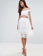 Zibi London Floral Organza Skirt - White