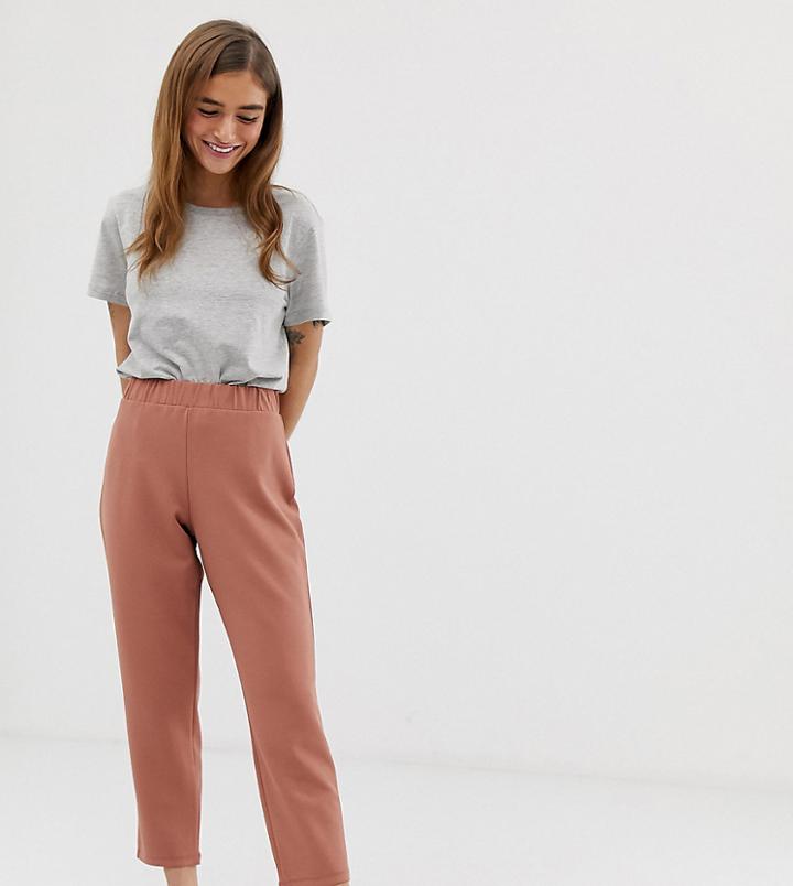Asos Design Petite Pull On Tapered Pants In Jersey Crepe-pink