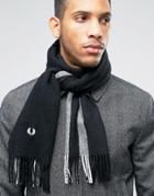 Fred Perry Striped Scarf In Cashmere Mix - Black