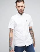 Penfield Danube Oxford Shirt Short Sleeve Classic Regular Fit P Logo In White - White