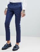 Noose & Monkey Super Skinny Wedding Suit Pants In Fleck Check - Navy