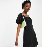 Vero Moda Tall Milkmaid Mini Dress With Ruched Bust In Black