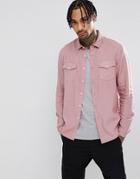 Asos Design Regular Fit Garment Dyed Vintage Wash Shirt In Pink - Pink