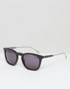 Tommy Hilfiger Square Sunglasses In Black & Silver - Black