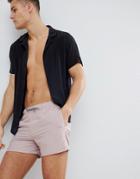 Asos Design Swim Shorts In Dusty Pink In Short Length - Brown