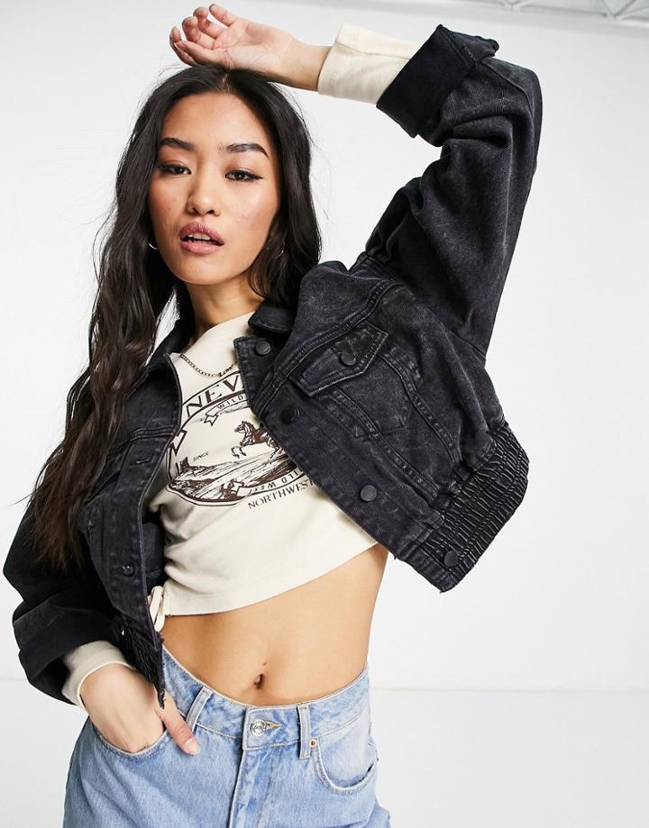 Hollister Balloon Sleeve Denim Jacket In Black