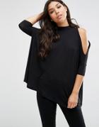 Asos Top With Cold Shoulder And High Neck - Black