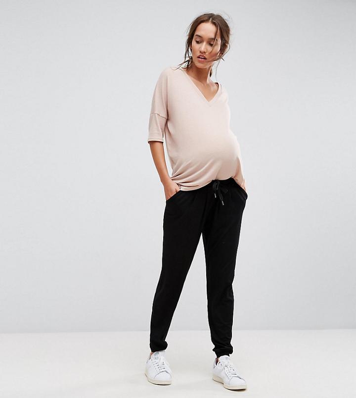 Asos Maternity Jersey Peg Pants With Draw Cord Waist - Black