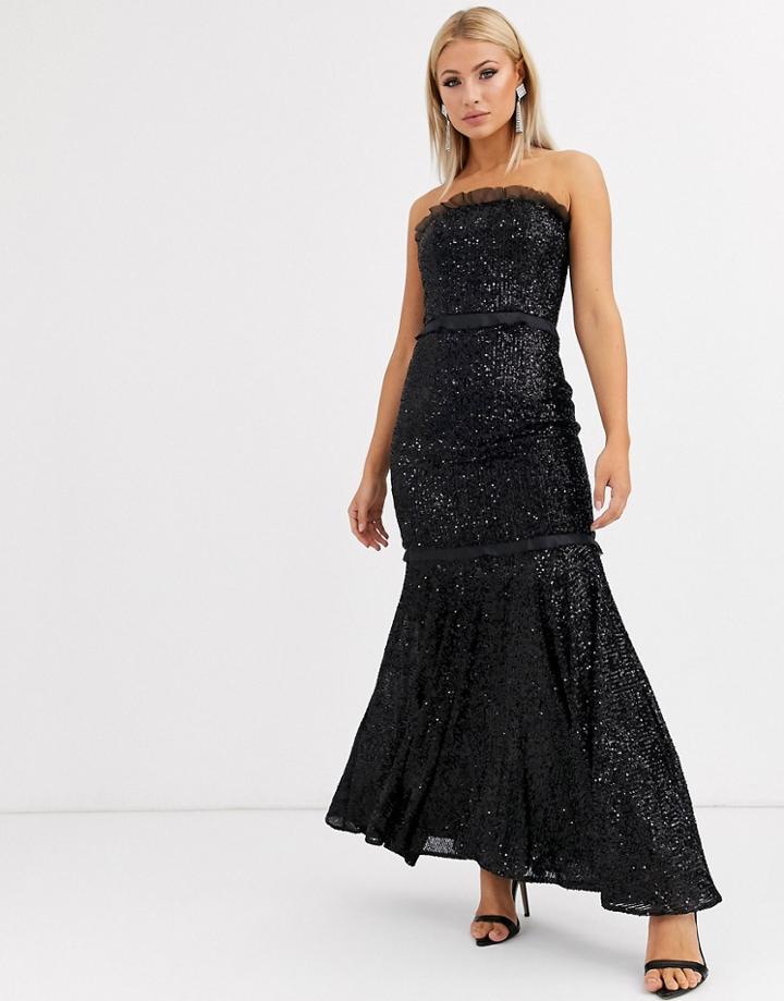 Jarlo Bandeau Sequin Gown In Black