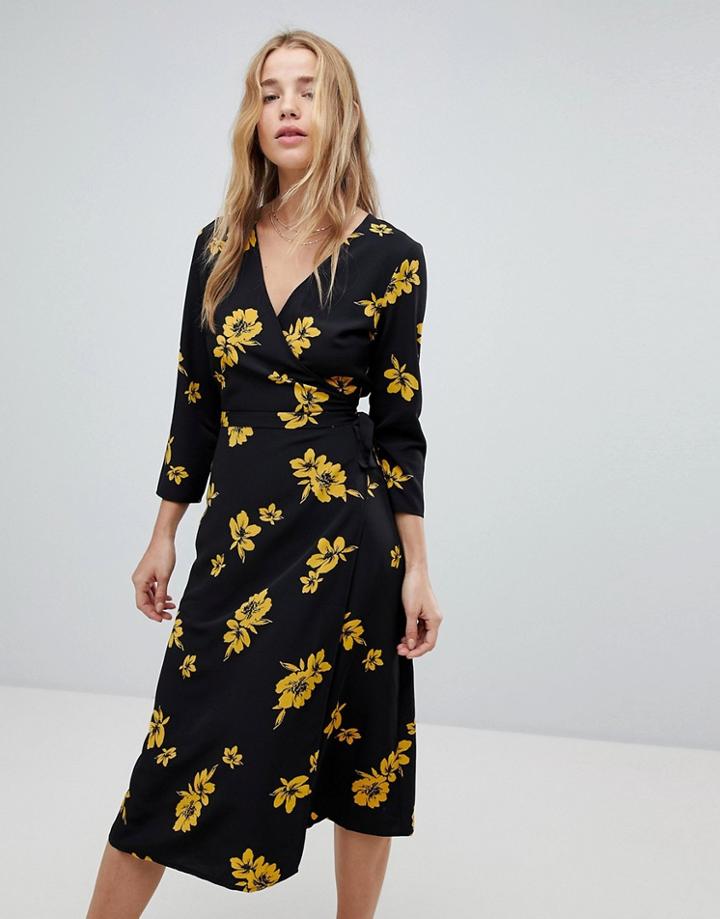 Miss Selfridge Floral Wrap Midi Dress - Multi