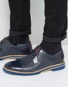 Ted Baker Braythe 2 Derby Shoes In Navy Leather - Blue