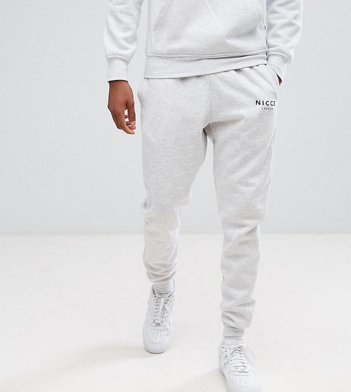 Nicce London Tall Skinny Joggers In Gray - Gray