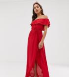 River Island Bardot Maxi Dress In Red - Red