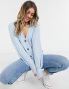 Jdy Cropped Knitted Cardigan In Blue-blues