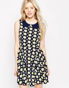 Iska Daisy Print Dress With Collar - Navy