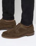 Walk London Darcy Chunky Suede Brogue Derby Shoe - Brown