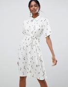 Liquorish Cactus Print Midi Dress - White