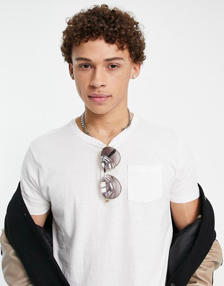 Brave Soul Pocket T-shirt In Off White