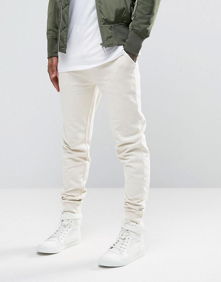 Asos Skinny Joggers In Off White - Beige