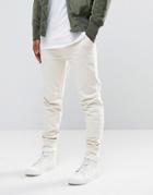 Asos Skinny Joggers In Off White - Beige