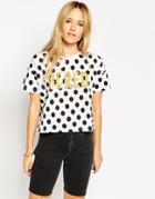 Asos Cropped T-shirt With Spot & Bored Print - Multi