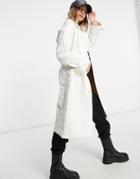 Public Desire Trench Coat In Quilted Faux Leather-white