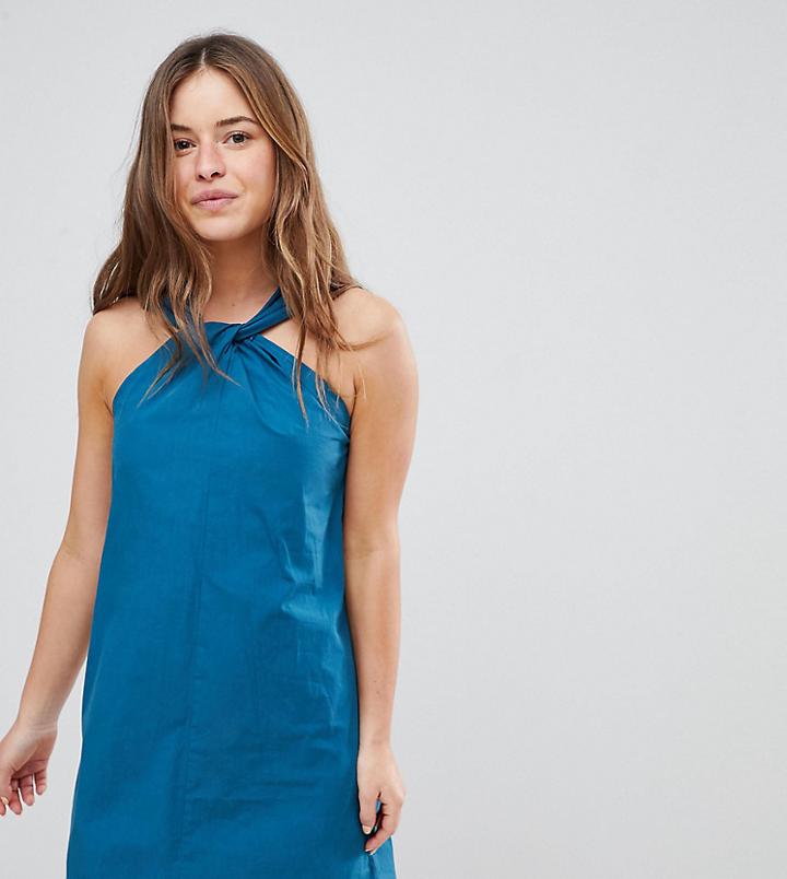Fashion Union Petite High Neck Shift Dress - Blue