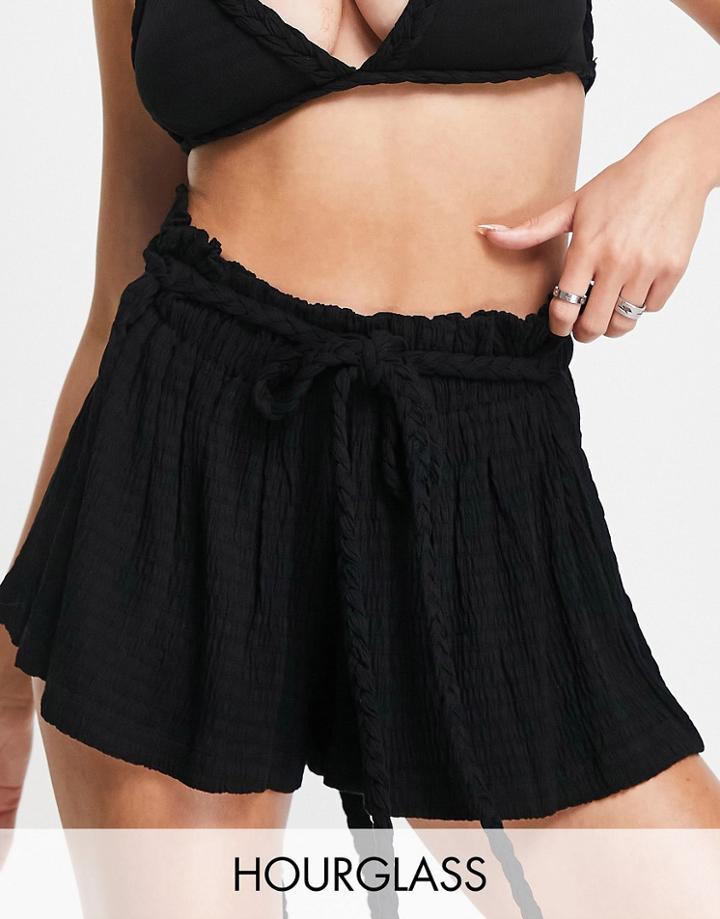 Asos Design Hourglass Flippy Shorts In Black - Part Of A Set