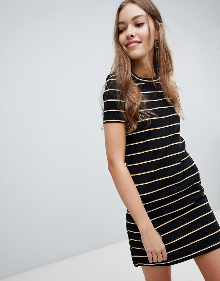 Pull & Bear Stripe Jersey Dress - Black
