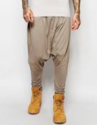 Asos Extreme Drop Crotch Joggers In Tan Super Lightweight Fabric - Fossil