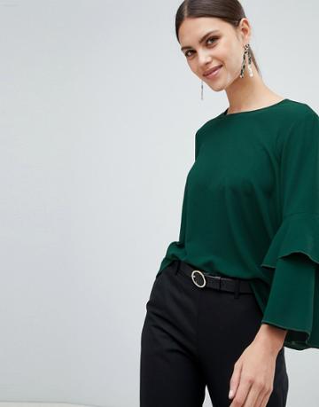 Y.a.s Citta Ruffle Sleeve Blouse - Green