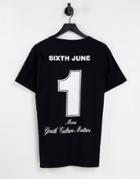 Sixth June Moon Print T-shirt In Black