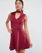 Lipsy Choker Skater Dress - Red