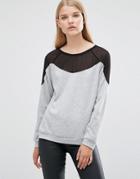Madame Rage Sweatshirt With Sheer Panel - Gray