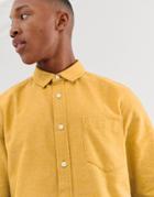 Asos Design Regular Fit Flannel Marl Shirt In Mustard - Yellow