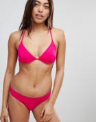 Pistol Panties High Apex Fuschia Pink Bikini Set With Skimpy Cut Bottoms - Pink