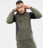 Nicce Hoodie In Khaki With Contrasting Panels Exclusive To Asos-green