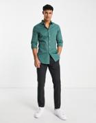 Asos Design Skinny Smart Shirt In Pine Green