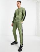 Jack & Jones Core Hoodie Tracksuit With Arm Logo In Khaki-green