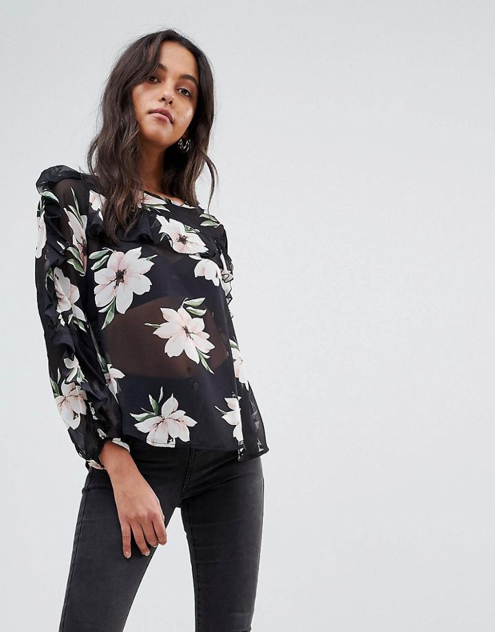 Ax Paris Floral Blouse - Black
