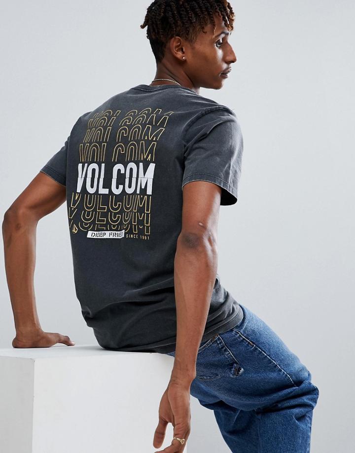 Volcom T-shirt With Repeat Logo Back Print - Black