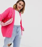 River Island Cable Knit Cardigan In Pink - Pink