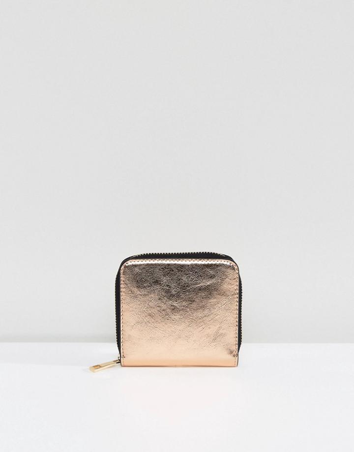 Asos Curved Zip Around Purse - Copper