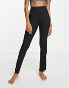 South Beach Recycled Polyester Side Split Legging In Black