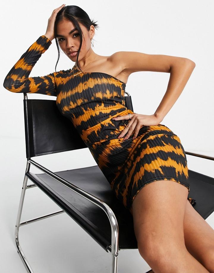 Missguided One Shoulder Mini Dress In Tie Dye-multi