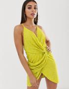 Asos Design All Over Sequin Drape Mini Dress With Horn Buckle - Multi